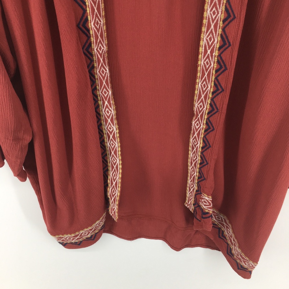 Artesia Rust Aztec Embroidered Kimono - Picture 4 of 8